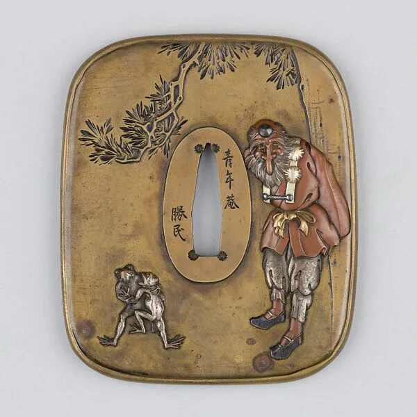 Sword Guard (Tsuba) with the Wrestling Frogs — Unknown