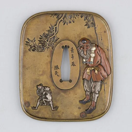 Sword Guard (Tsuba) with the Wrestling Frogs