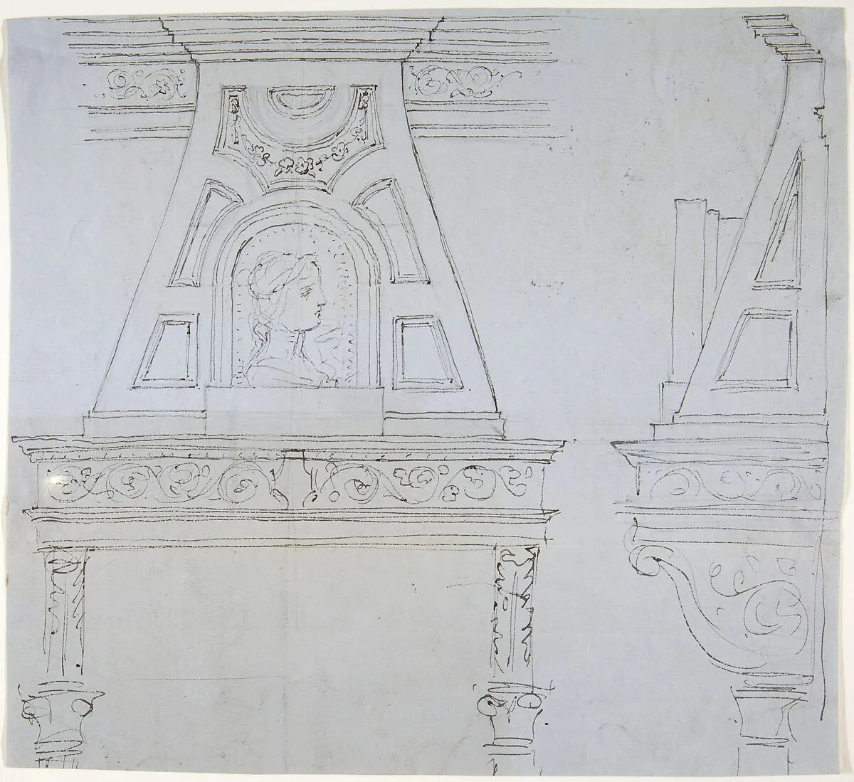 Mantlepiece Design with Mirror — Anonymous, British, 19th century