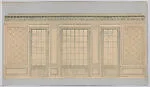 The Breakers: unidentified room, design for window wall pannelling with wallpaper — Ogden Codman, Jr.|Ogden Codman, Jr.