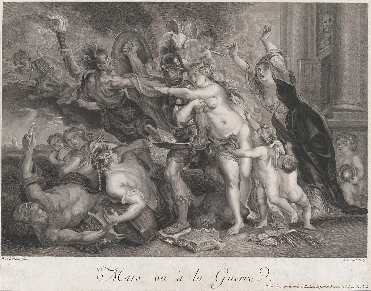 The Consequences of War: Mars leaving for war — Peter Paul Rubens|Jean Jacques Avril, the Elder