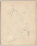Drawing, study for women's theatrical costumes — Vincente Minnelli