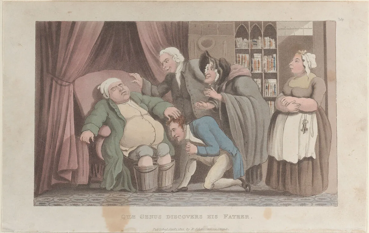 Quae Genus Discovers His Father — J. Diggens|Thomas Rowlandson|Rudolph Ackermann, London|William Combe
