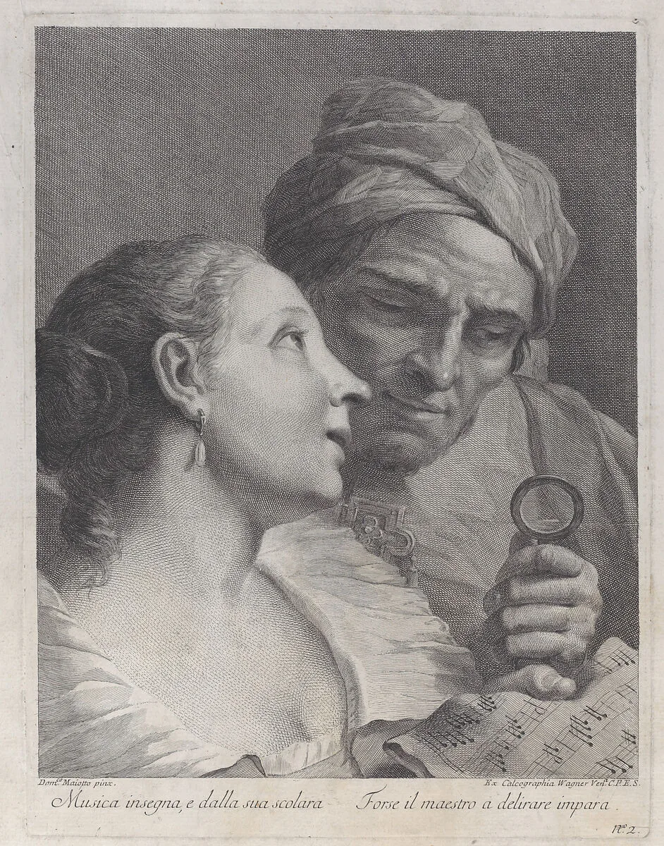 A schoolgirl and her music teacher looking at a sheet of music — Domenico Maggiotto|Joseph Wagner