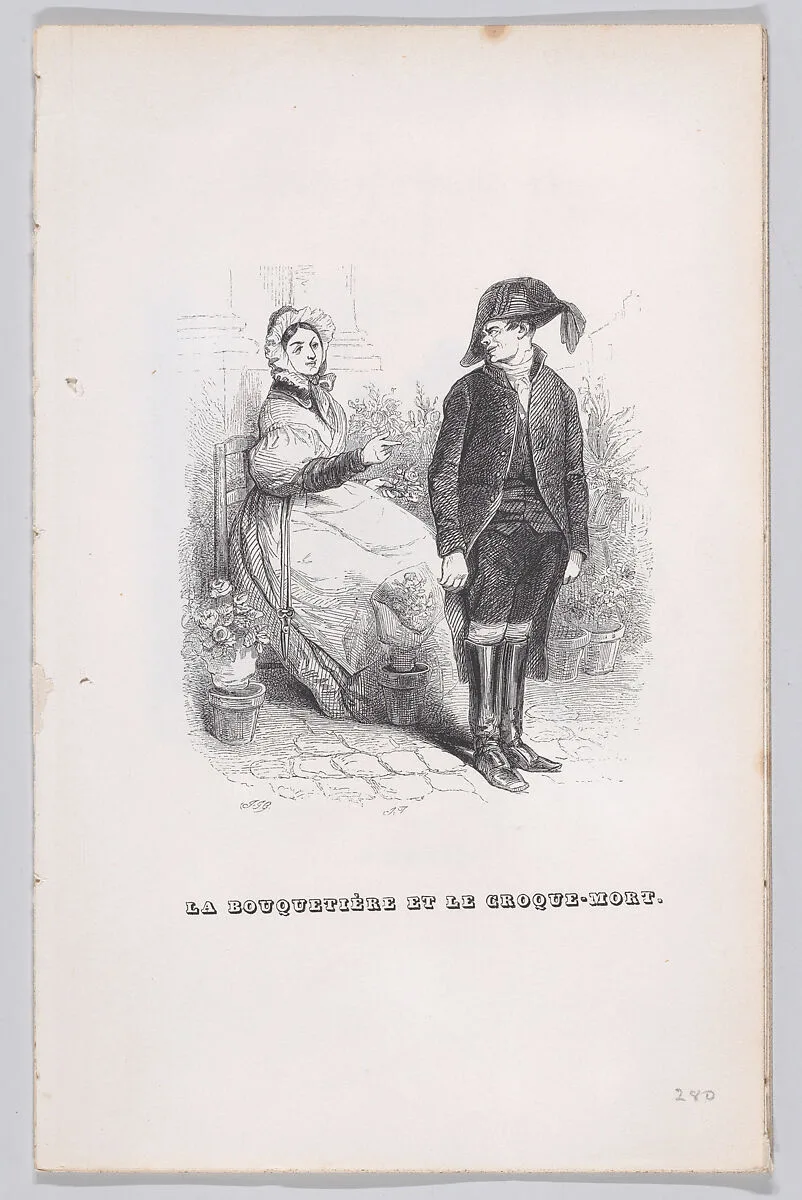 "The Flower Seller and the Undertaker" from The Complete Works of Béranger — Fournier & Perrotin|J. J. Grandville|John Thompson|Pierre Jean de Béranger