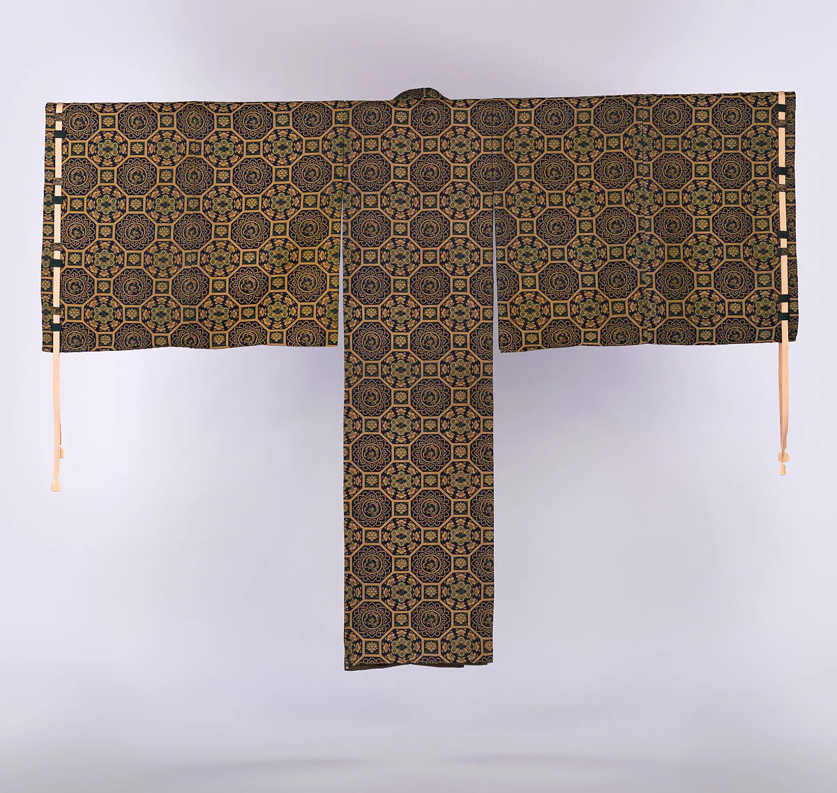 紺地蜀江模様狩衣|Noh Costume (Kariginu) with Geometric Pattern — Unknown