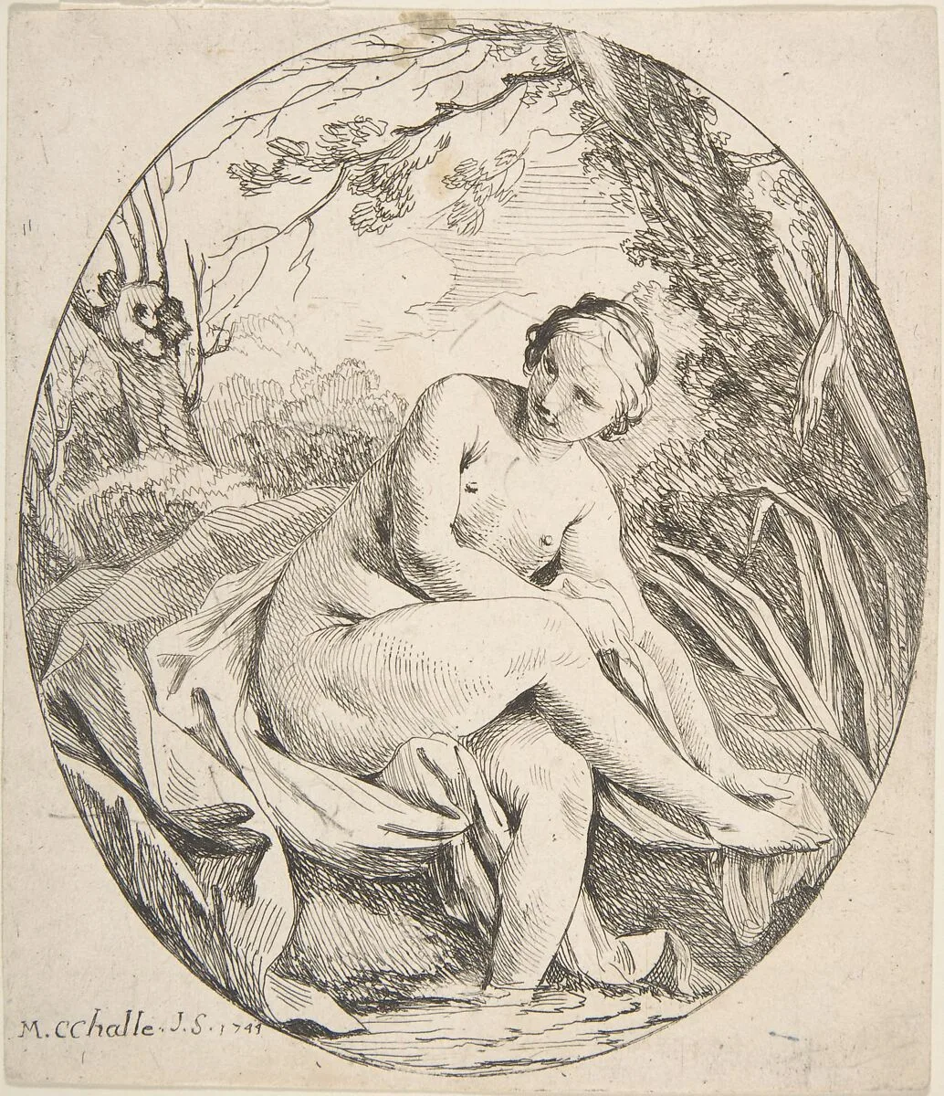 Nymph at a Bath — Charles Michel Ange Challe
