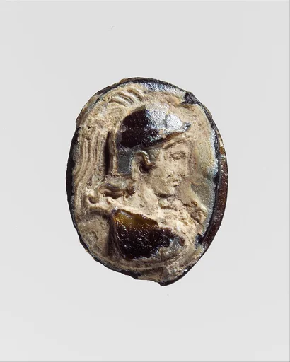 Glass cameo: bust of Athena