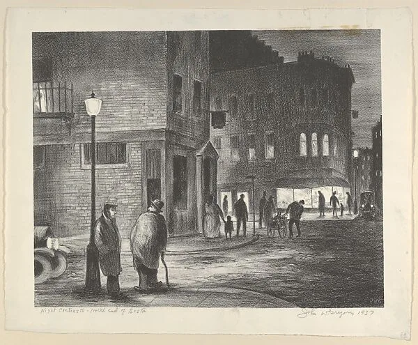 Night Contrasts, North End of Boston — John Worthington Gregory|WPA