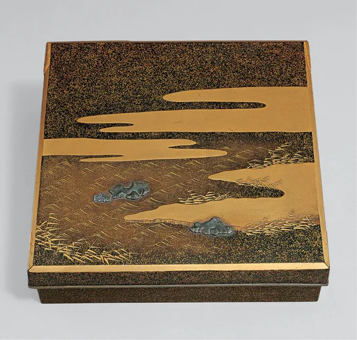 浪花の夢蒔絵硯箱|Writing Box (Suzuribako) with “Dream in Naniwa” Design