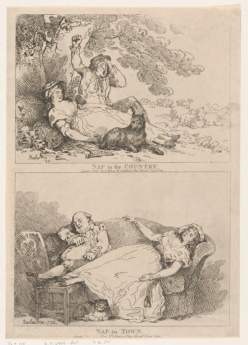 Nap in the Country, Nap in Town — Samuel Alken|Thomas Rowlandson