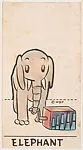 Elephant, bakery insert card from the Pinocchio Circus Performers series (D64) — Walt Disney Productions