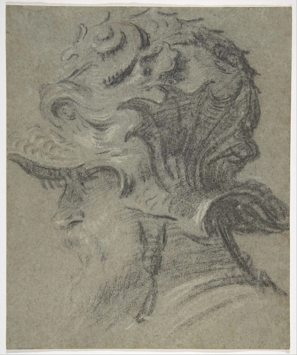 Study of a Bearded Man Wearing the Negroli Helmet of Guidobaldo II della Rovere, Duke of Urbino — Unknown