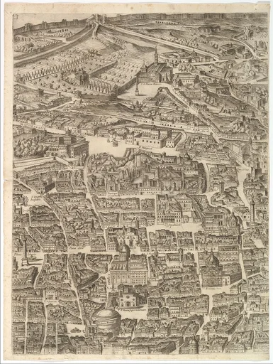 Plan of the City of Rome. Part 3 with the Santa Maria Maggiore, the Pantheon and Trajan's Column