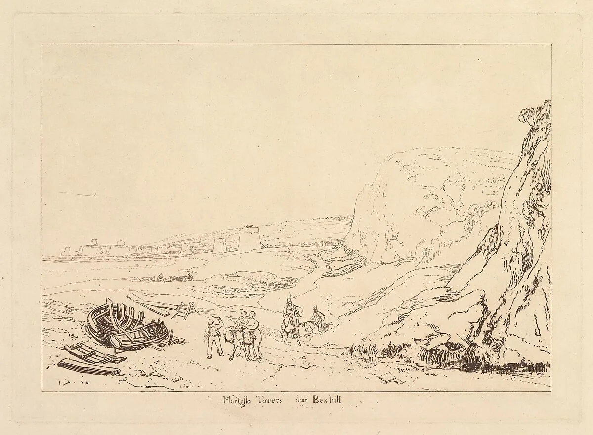 Martello Towers near Bexhill, Sussex (Liber Studiorum, part VII, plate 34) — Joseph Mallord William Turner