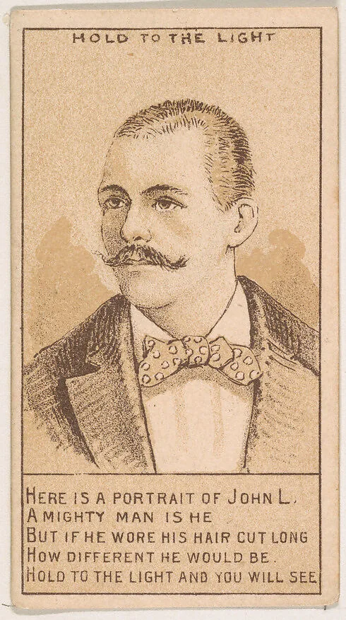 Here is a Portrait of John L..., from the Magic Changing Cards series (N223) issued by Kinney Tobacco Company — Kinney Brothers Tobacco Company