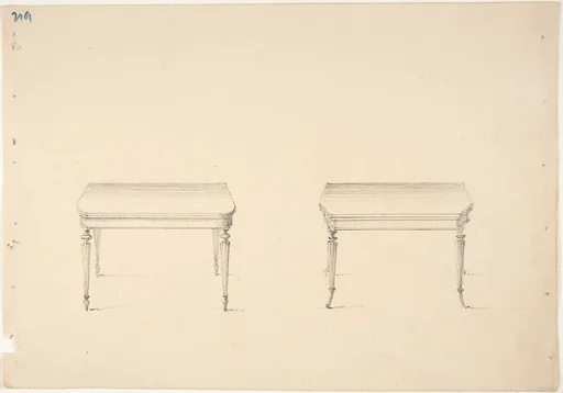 Design for Two Small Tables with Tapered Columnar Legs