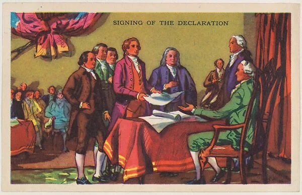 Signing of the Declaration, bakery card from the Frontiers of Freedom series (D39-4), issued by the Gordon Bread Company — Gordon Bread Company