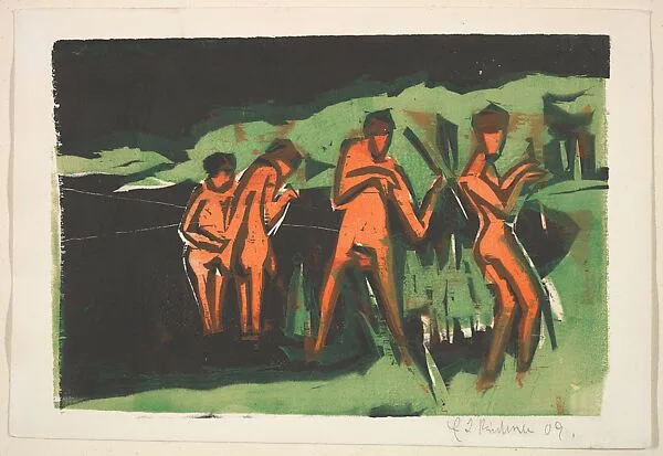 Bathers Throwing Reeds — Ernst Ludwig Kirchner|Ernst Ludwig Kirchner|Künstlergruppe Brücke, Dresden