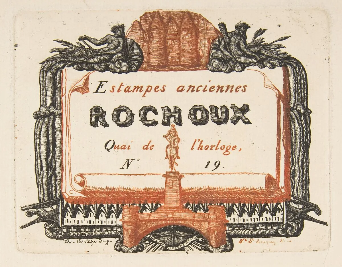 Address-card of the printseller, Rochoux — Auguste Delâtre|Charles Meryon
