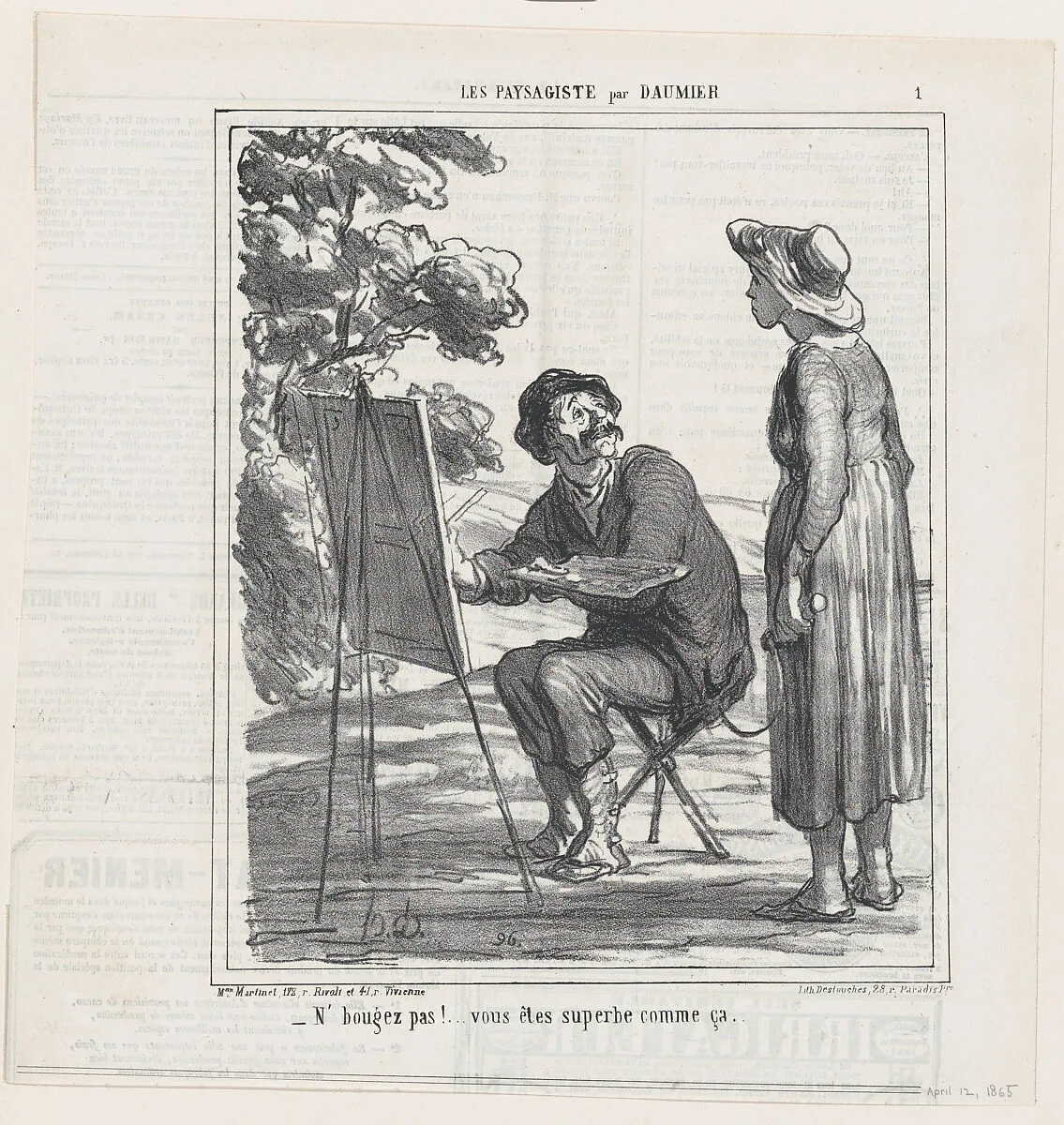 Don't move... you are superb just like that..., from 'The landscape painters,' published in Le Charivari, April 12, 1865 — Destouches|Honoré Daumier|Aaron Martinet