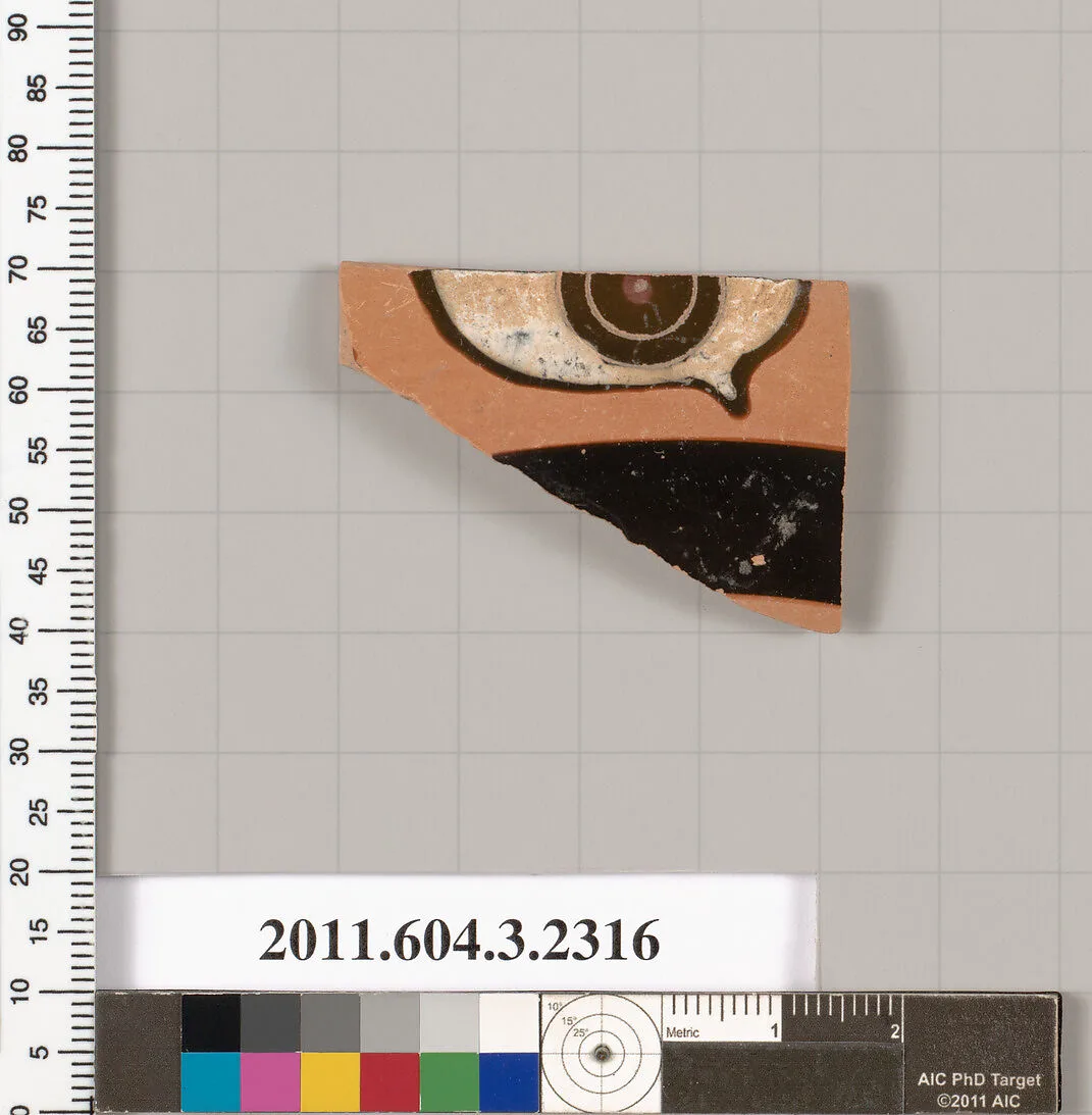 Terracotta fragment of a kylix: eye-cup (drinking cup) — Unknown