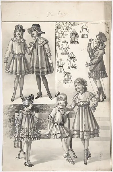 Designs for Girl's Dresses — A. Foa