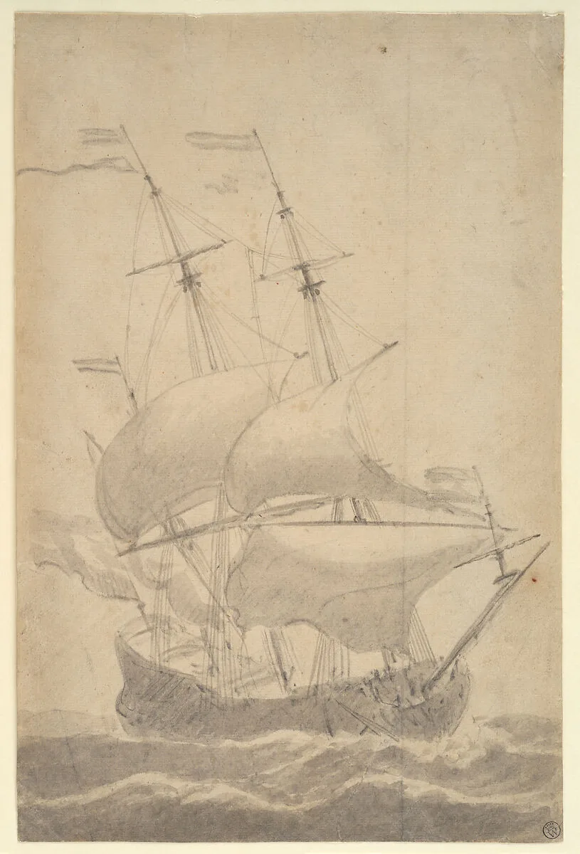 A Dutch Ship in a Strong Breeze — Willem van de Velde I
