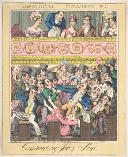 Theatrical Pleasures, Plate 2: Contending for a Seat
