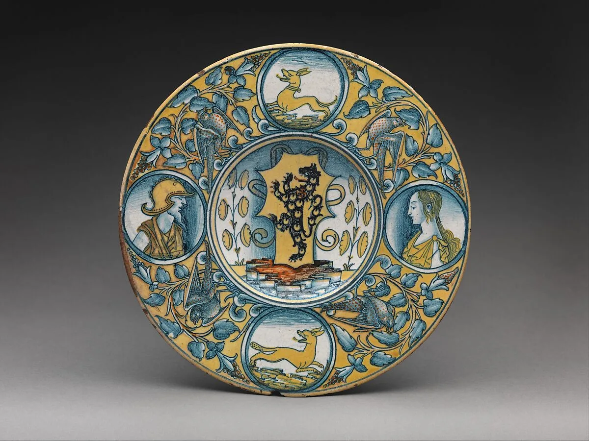 Plate with arms of the Tosinghi family — Unknown Artist