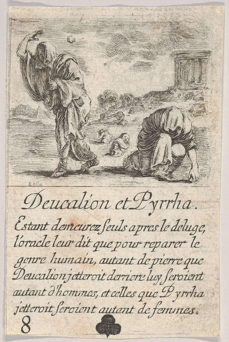 Deucalion and Pyrrha, from 'Game of Mythology' (Jeu de la Mythologie) — Stefano della Bella