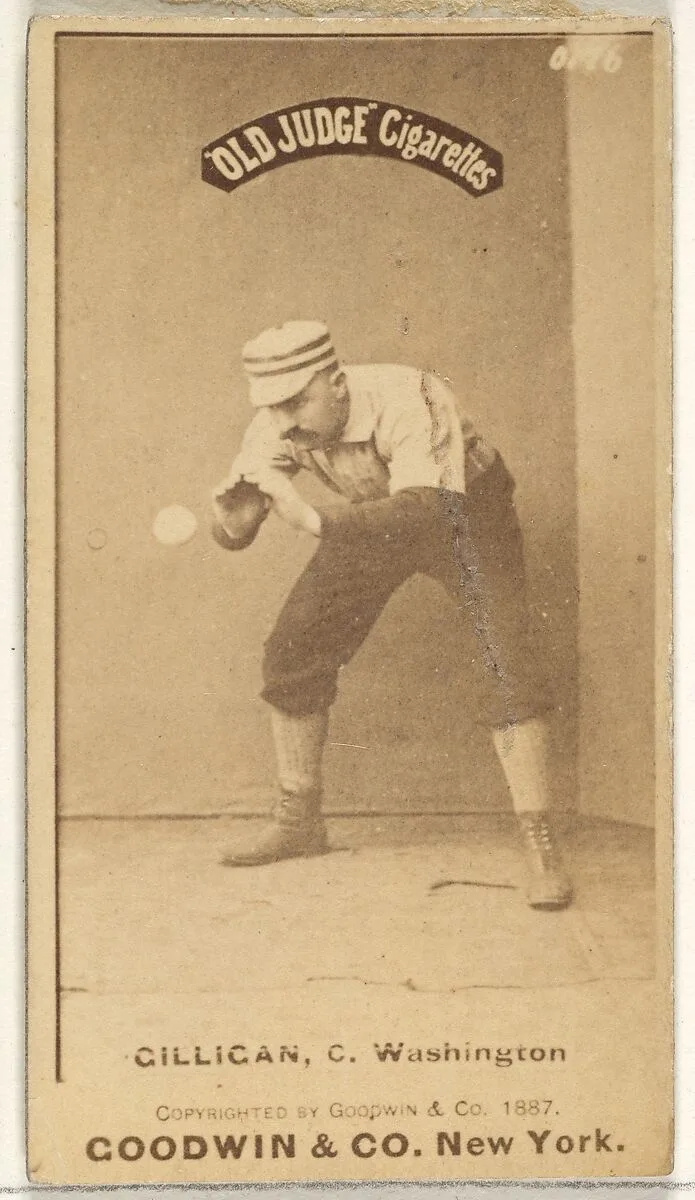 Andrew Bernard "Barney" Gilligan, Catcher, Washington Nationals, from the Old Judge series (N172) for Old Judge Cigarettes — Goodwin & Company