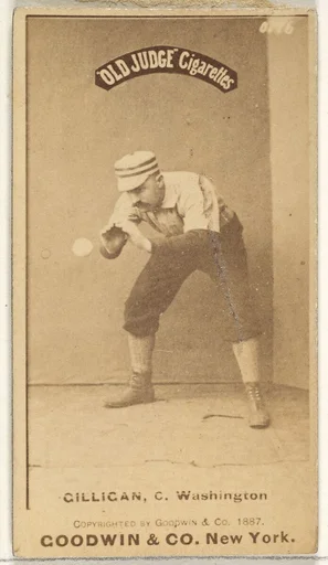 Andrew Bernard "Barney" Gilligan, Catcher, Washington Nationals, from the Old Judge series (N172) for Old Judge Cigarettes