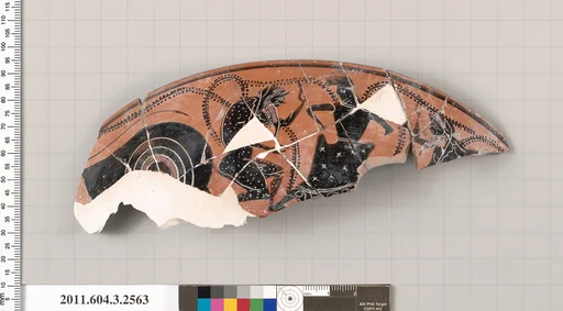 Terracotta rim fragment of a kylix: eye-cup (drinking cup)