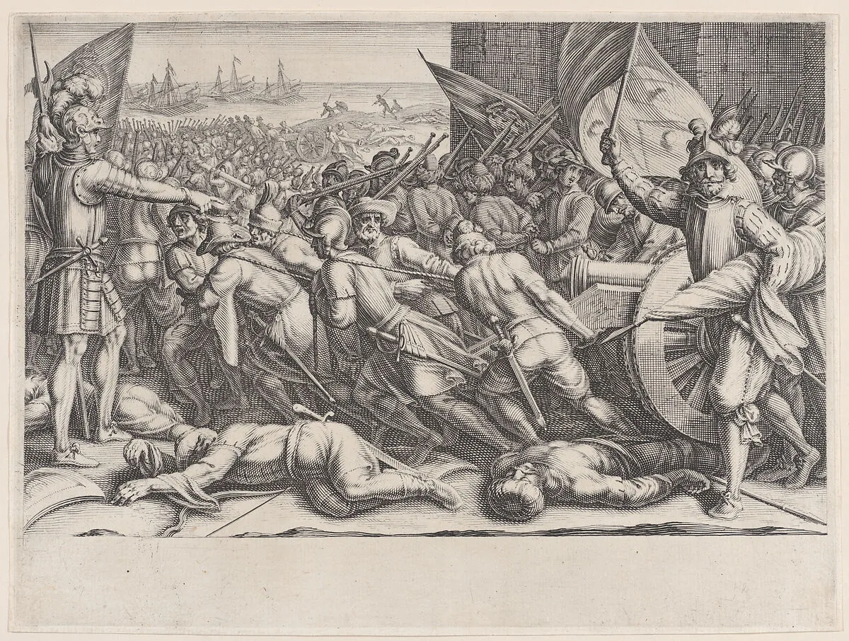 Rembarquement des Troupes (Embarkation of Troops), from La Vie de Ferdinand Ier de Médicis série appelée aussi Les Batailles des Médicis (The Life of Ferdinand I de'Medici also called The Medici Battles) — Jacques Callot|Matteo Rosselli
