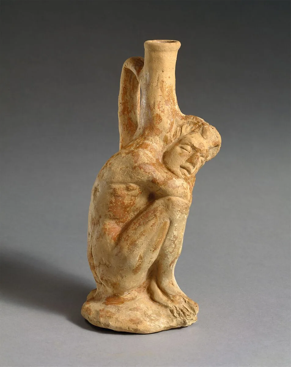 Terracotta vase in the form of a sleeping Black African youth — Unknown