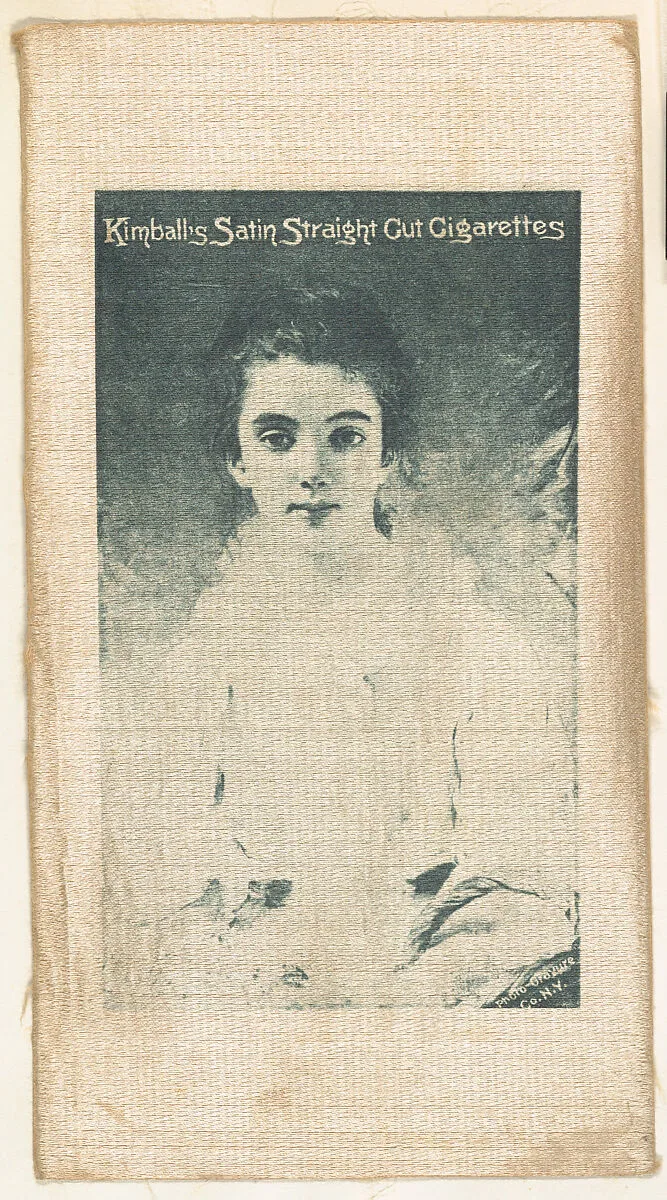 Seated woman (on tan silk), from the Girl Art Subjects series (N193) issued by Wm. S. Kimball & Co. — William S. Kimball & Company|The Photo-Gravure Company