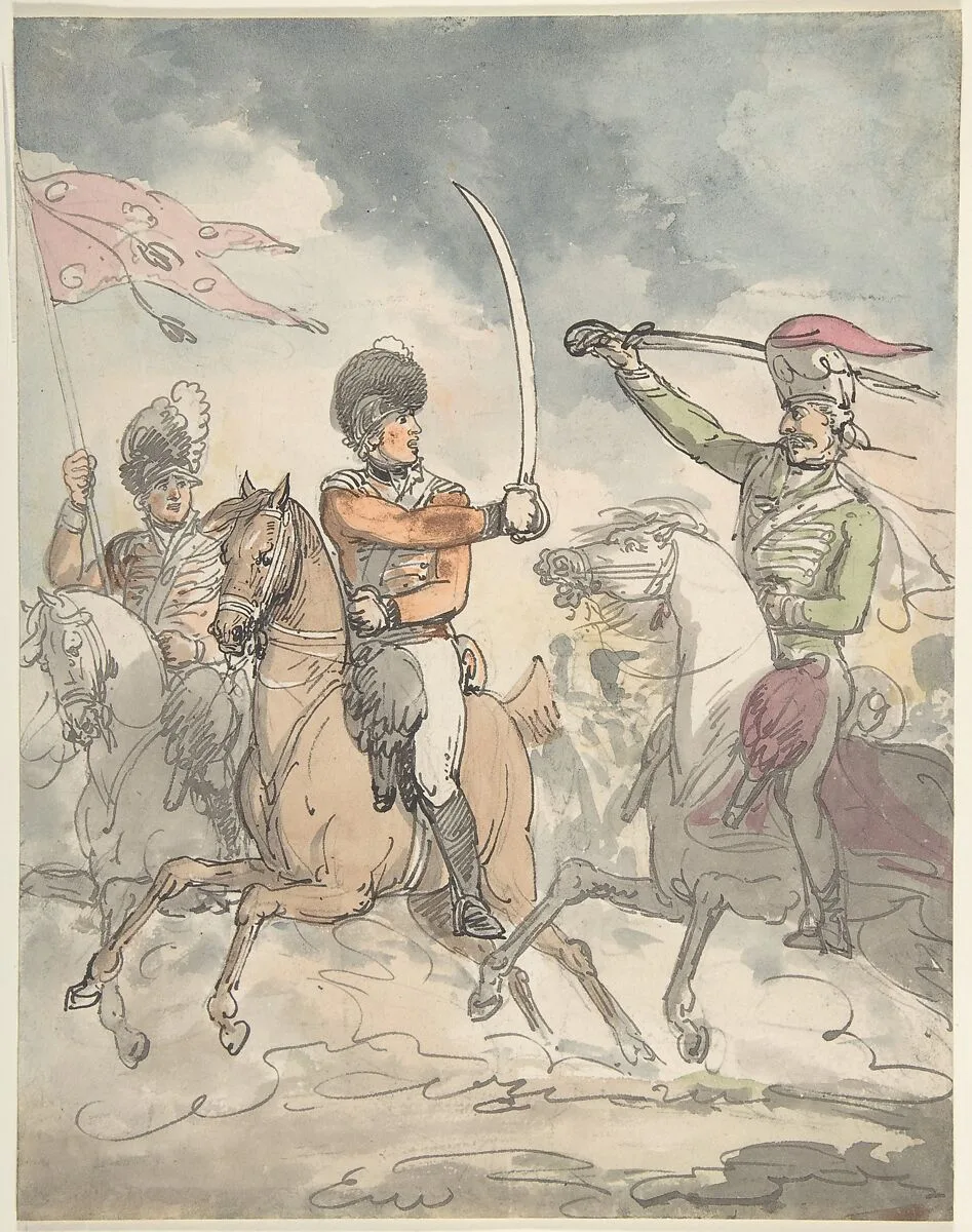 Unused study for a plate to "Hungarian and Highland Broadsword Exercise" Feb. 12, 1799 — Thomas Rowlandson