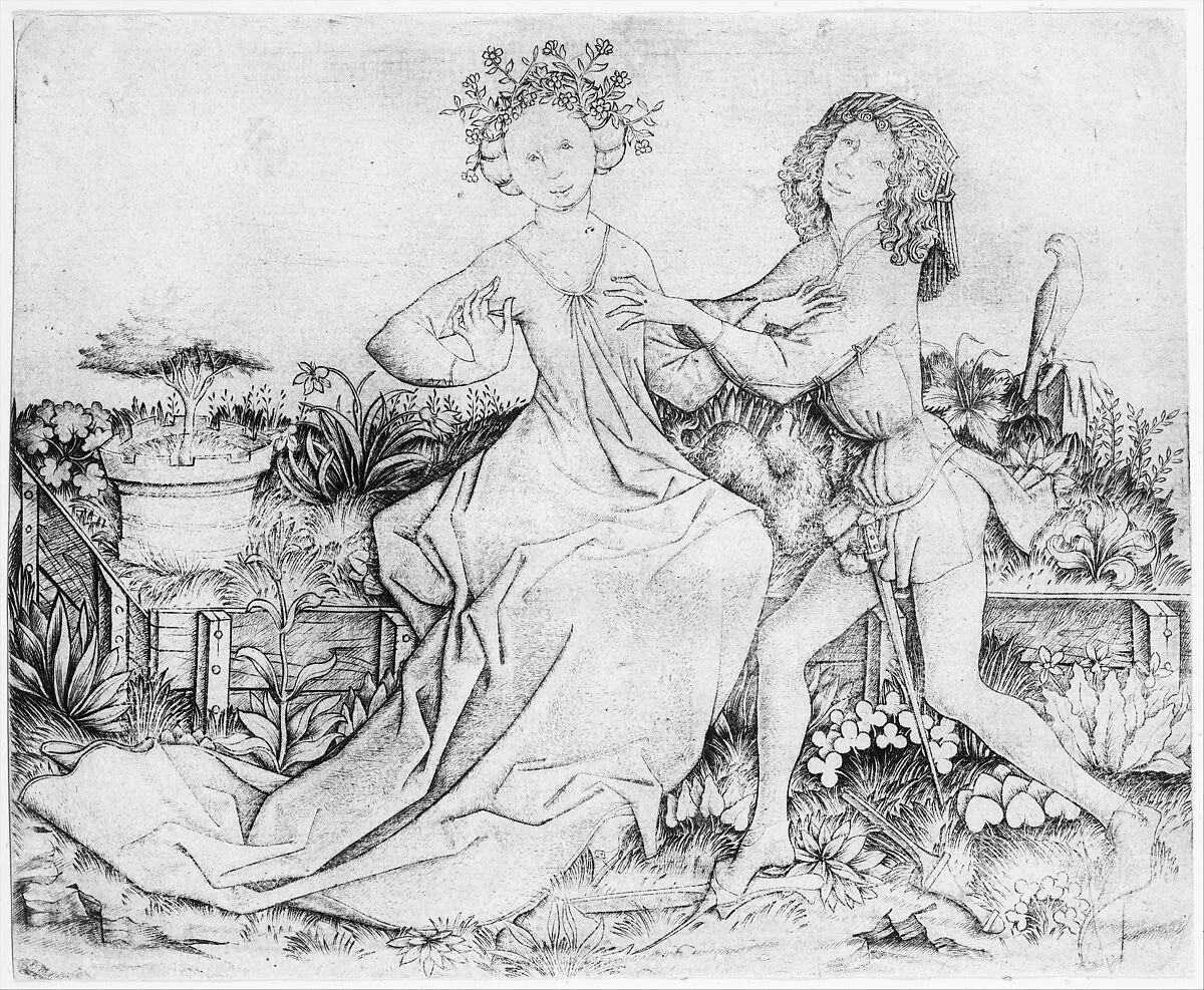 Pair of Lovers on a Grassy Bench — Master ES