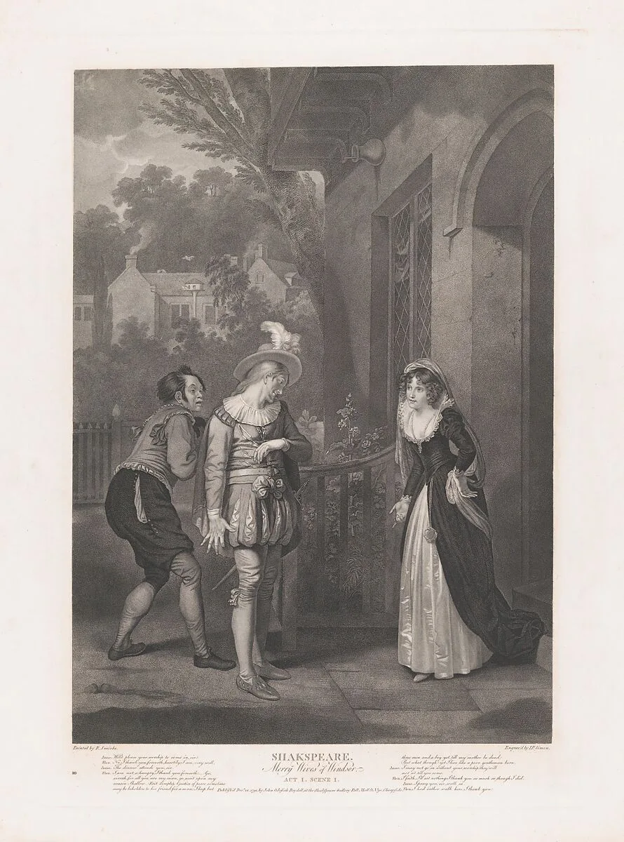 Anne Page, Slender and Shallow (Shakespeare, Merry Wives of Windsor, Act 1, Scene 1) — Robert Smirke|John & Josiah Boydell|Peter Simon|William Shakespeare|Shearjashub Spooner