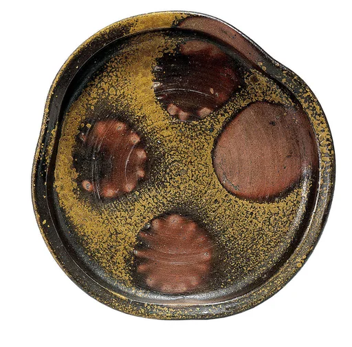 備前牡丹餅平鉢|Serving Dish (Hirabachi) with Circular Patterns (Botan-mochi)
