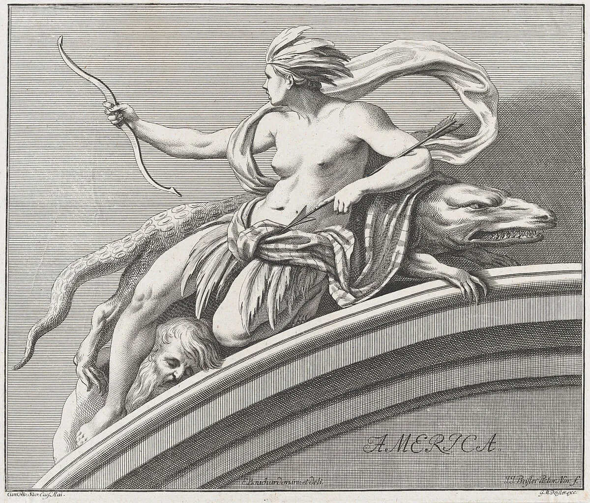 Allegory of America, from the Four Continents — Georg Martin Preissler|Edme Bouchardon|Johann Justin Preissler