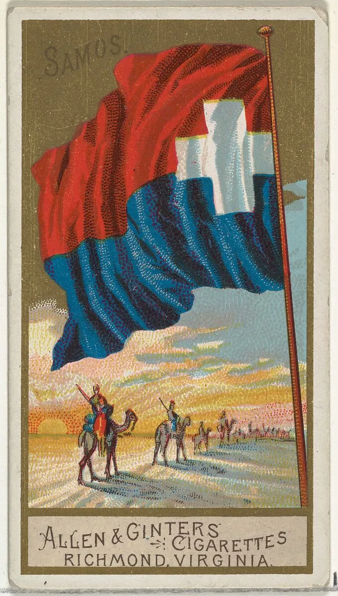 Samos, from Flags of All Nations, Series 2 (N10) for Allen & Ginter Cigarettes Brands — Allen & Ginter