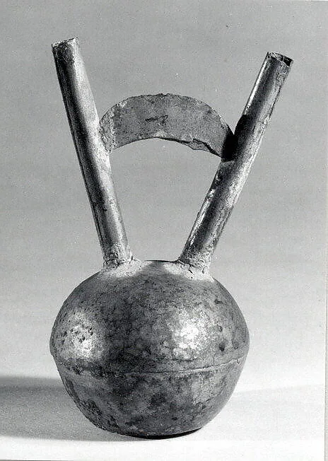 Double Spouted Miniature Silver Vessel — Unknown