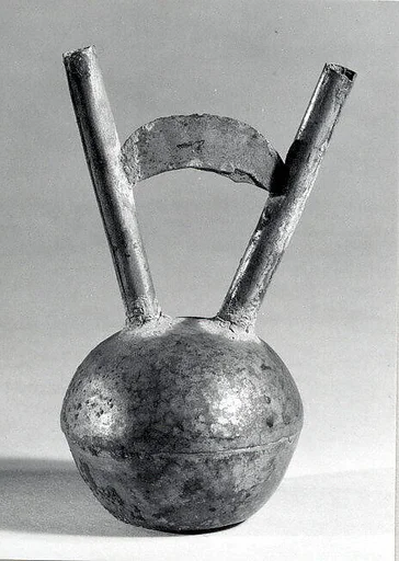 Double Spouted Miniature Silver Vessel