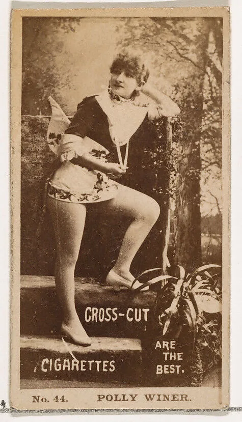 Card Number 44, Polly Winer, from the Actors and Actresses series (N145-2) issued by Duke Sons & Co. to promote Cross Cut Cigarettes — W. Duke, Sons & Co.