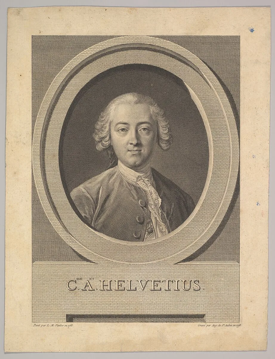 Portrait of Claude Adrien Helvétius (1715-1771) — Augustin de Saint-Aubin|Louis Michel Vanloo