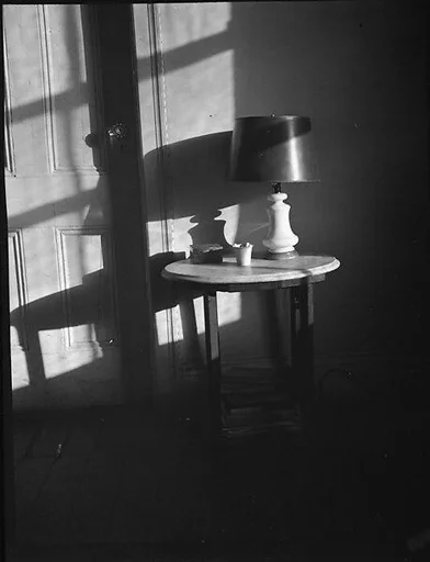 [Interior View of Walker Evans's Apartment Showing Lamp on Table, 441 East 92nd Street, New York City]