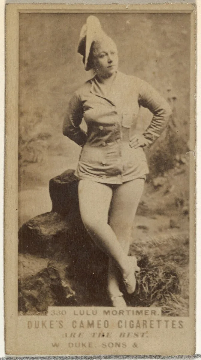 Card Number 330, Lulu Mortimer, from the Actors and Actresses series (N145-5) issued by Duke Sons & Co. to promote Cameo Cigarettes — W. Duke, Sons & Co.