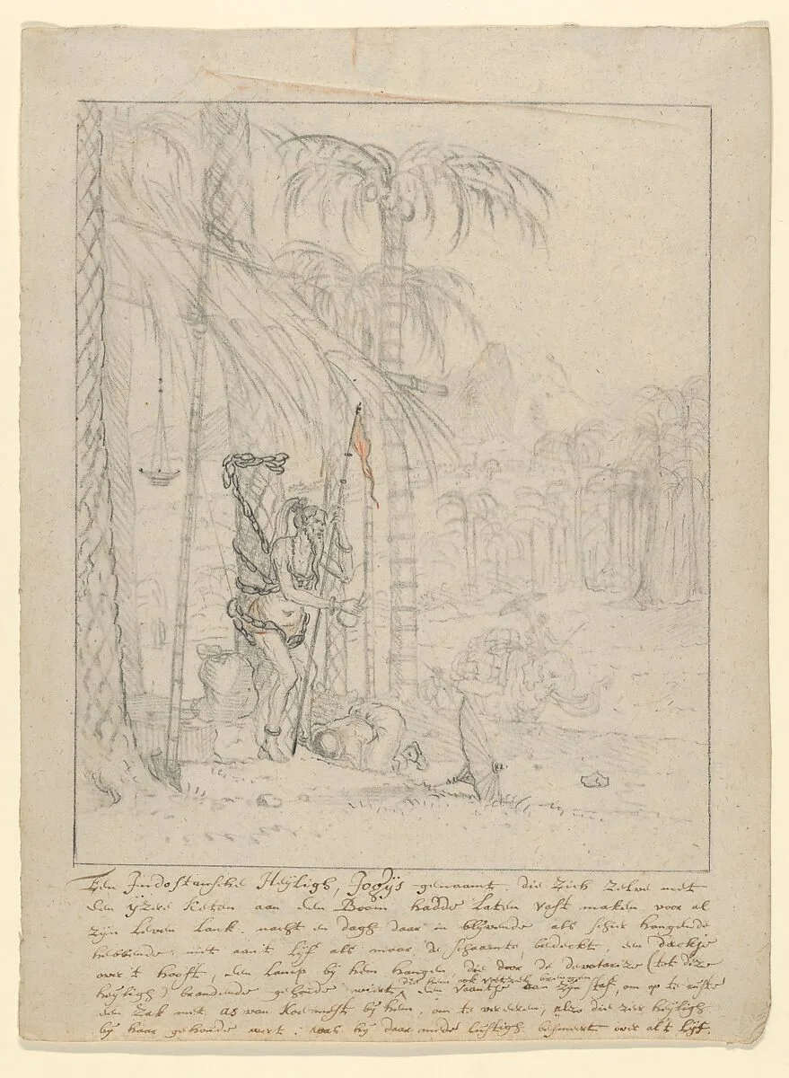 An Indian Yogi Tied to a Palm Tree — Willem Schellinks|Anonymous, Dutch, 17th century